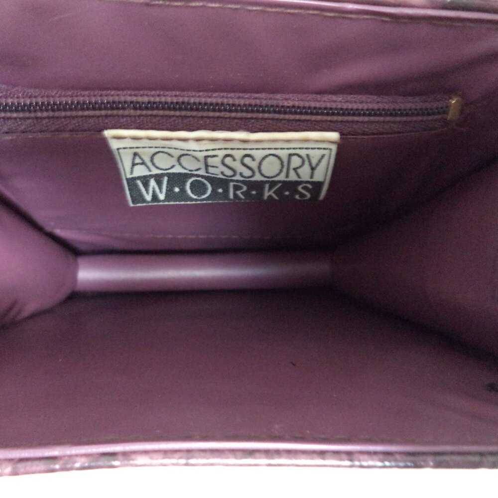 Accessory Works Vintage Croc faux leather tote bag purse w/ heart & lock small - Picture 15 of 15